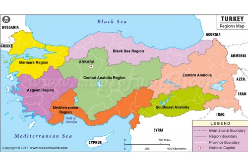 Map of Turkey Geographical Regions