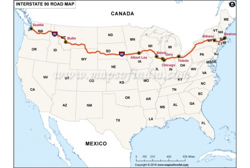 US Interstate 90 Map