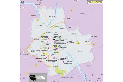 Warsaw City Map, Poland