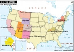 Natural Wonders of USA Map - Digital File