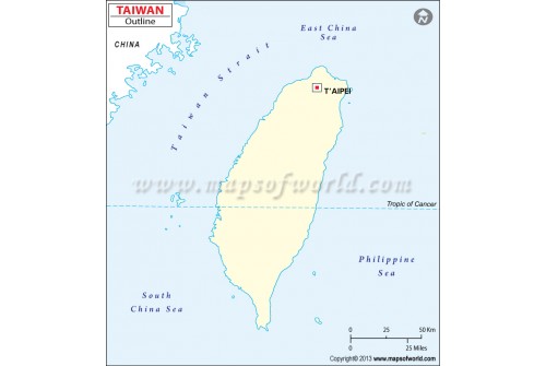 Taiwan Outline Map