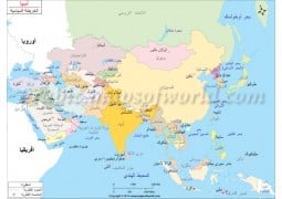 Asia Political Map In Arabic - Digital File