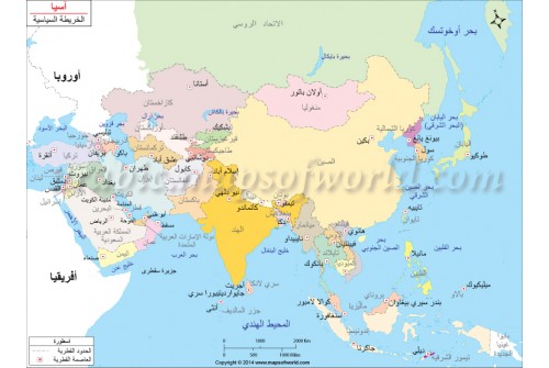 Asia Political Map In Arabic