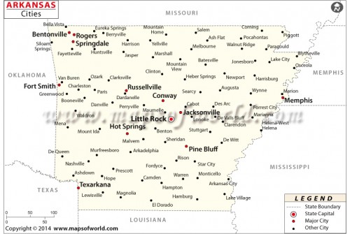 Arkansas Map with Cities