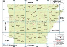 Arkansas Latitude Longitude Map - Digital File