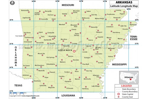 Arkansas Latitude Longitude Map