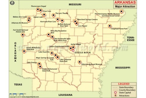Arkansas Major Attraction Map