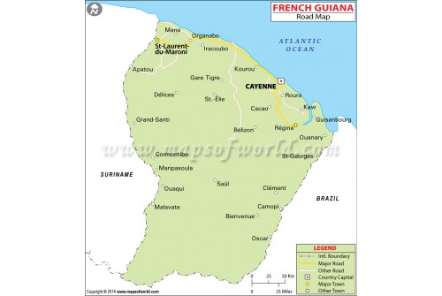 French Guiana Road Map