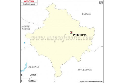 Kosovo Outline Map