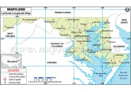 Maryland Latitude Longitude Map - Digital File