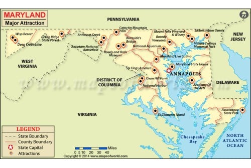 Maryland Major Attraction Map