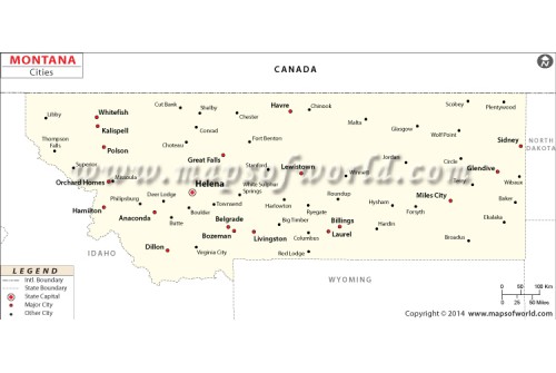 Montana Map with Cities