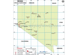 Nevada Latitude Longitude Map - Digital File