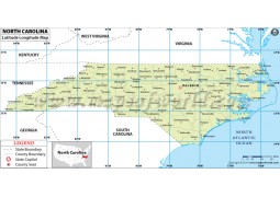North Carolina Latitude Longitude Map - Digital File