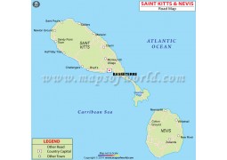 Saint Kitts And Nevis Road Map - Digital File