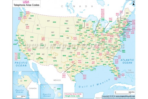 US Telephone Area Code Map