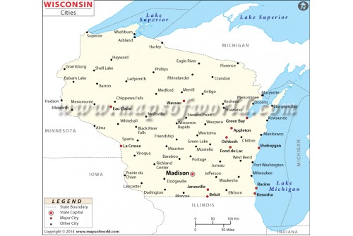 Map of Wisconsin Cities