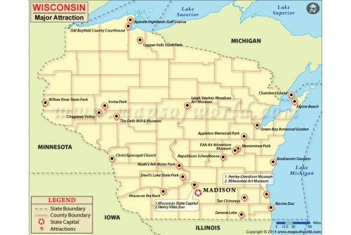 Wisconsin Major Attraction Map