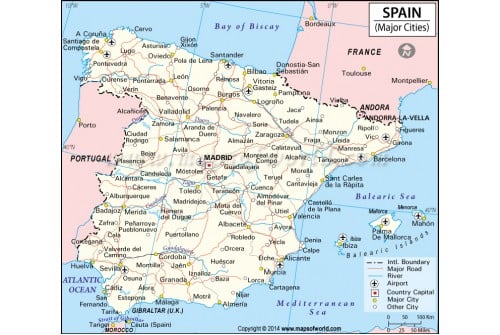 Map of Spain with Major Cities