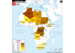 Top Ten Largest African Countries by Area Map  - Digital File