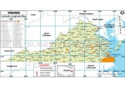 Virginia Latitude Longitude Map - Digital File