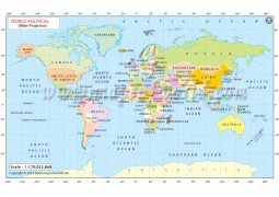 World Political Map in Miller Projection - Digital File