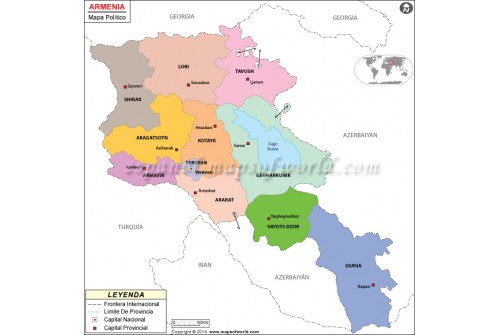 Armenia Map in Spanish