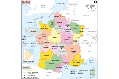 France Map in Spanish