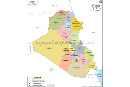 Iraq Map in Spanish
