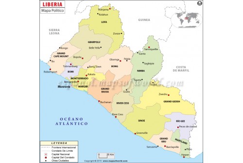 Liberia Map in Spanish