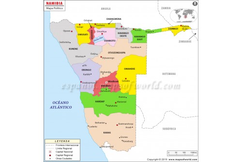 Namibia Map in Spanish Language