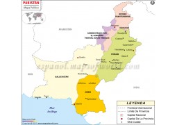 Pakistan Map in Spanish Language - Digital File