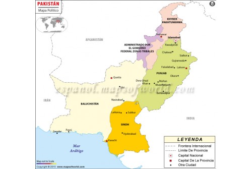Pakistan Map in Spanish Language