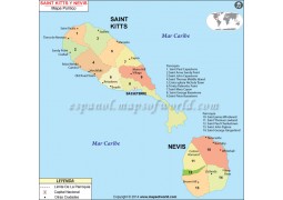 Saint Kitts And Nevis Map - Digital File