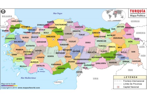 Turkey Map In Spanish