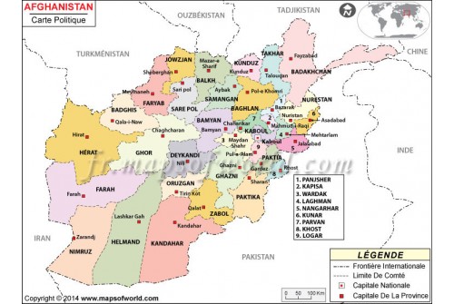 Afghanistan Map in French