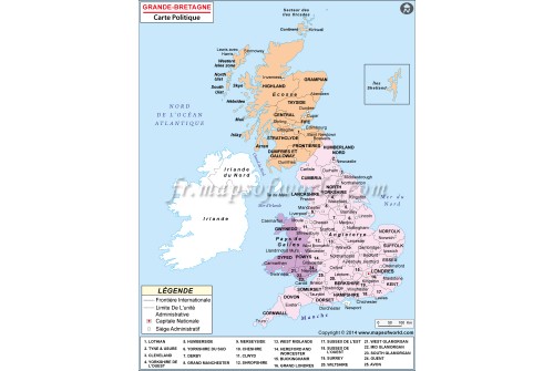 Grande-Bretagne Carte Politique-Great Britain Political Map
