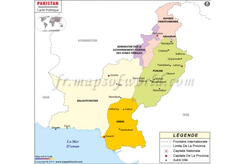 Pakistan Map in French Language