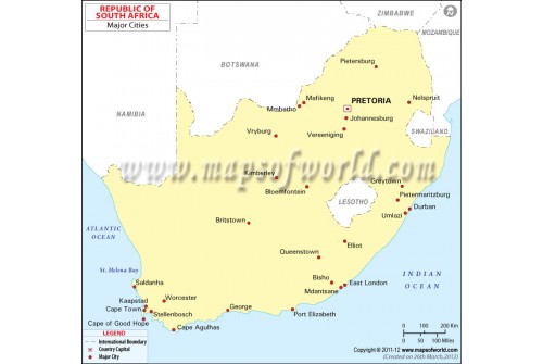 Map of South Africa with Cities
