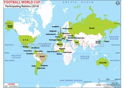 World Map of Teams Qualified for Football World Cup 2014 - Digital File