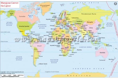 World Map in Malay Language
