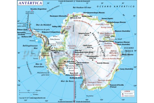 Antarctica Map in Portuguese