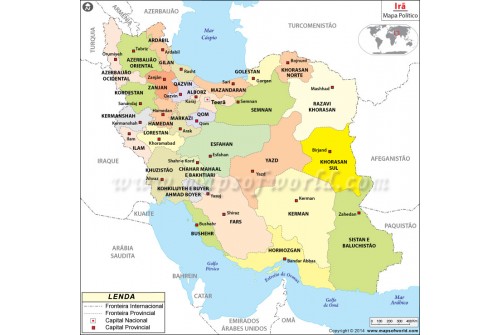 Iran Map in Portuguese