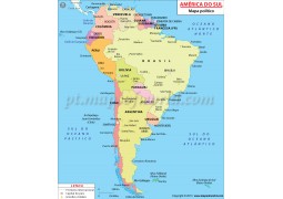 South America Political Map in Portuguese - Digital File