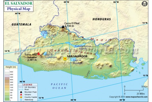 El Salvador Physical Map
