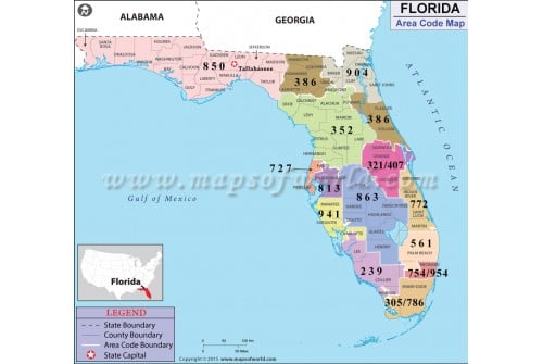 Florida Area Code Map