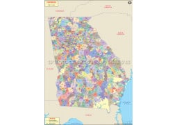Georgia (USA) Zip Code Map - Digital File