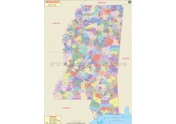 Mississippi Zip Code Map - Digital File