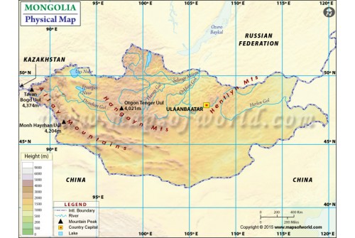 Mongolia Physical Map