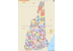 New Hampshire Zip Code Map - Digital File